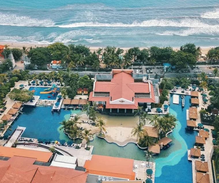 Resort lagoon pool complex at Kuta, Bali