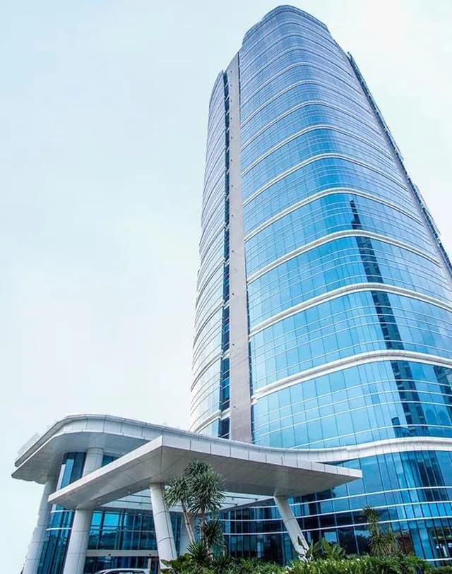 Curved glass office tower, Jakarta