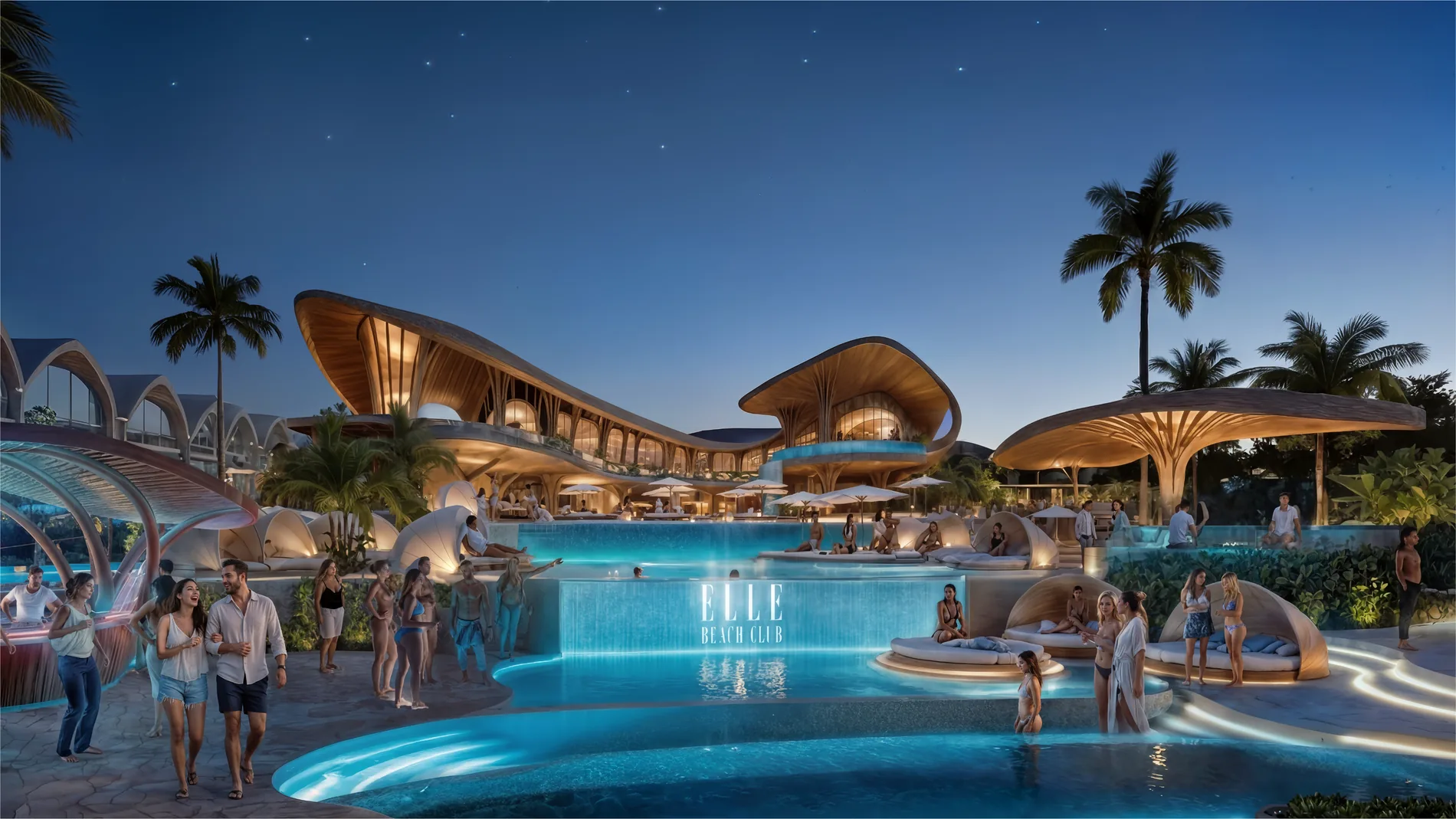 ELLE Resort & Beach Club, Seminyak — the beach club at night