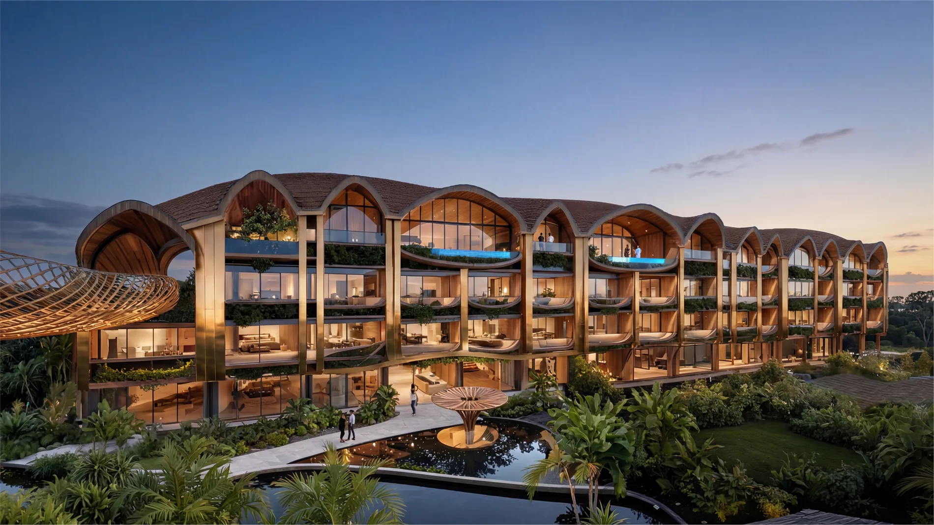 ELLE Resort & Beach Club, Seminyak — the arched wings at dusk