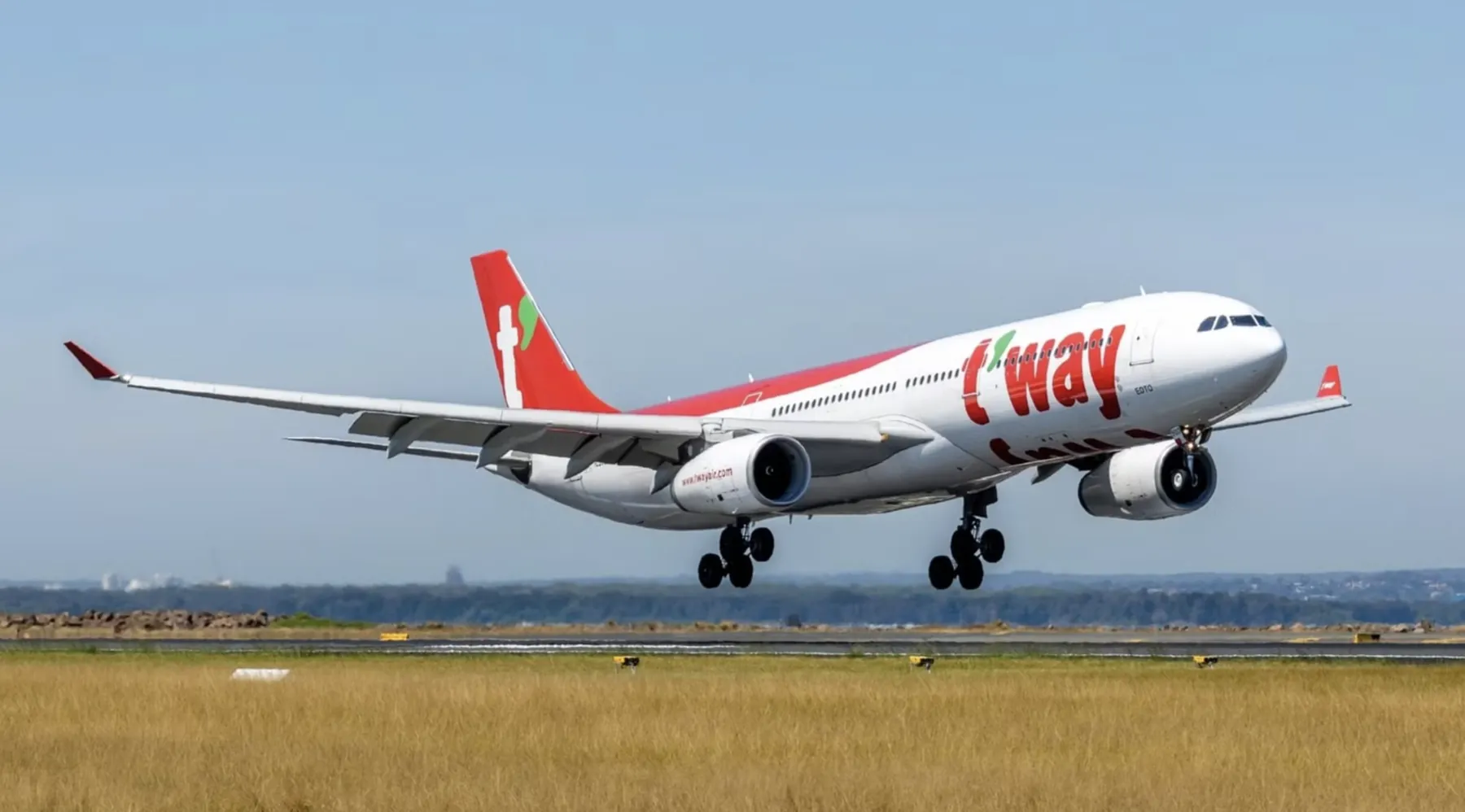A T’way Air Airbus A330 on take-off